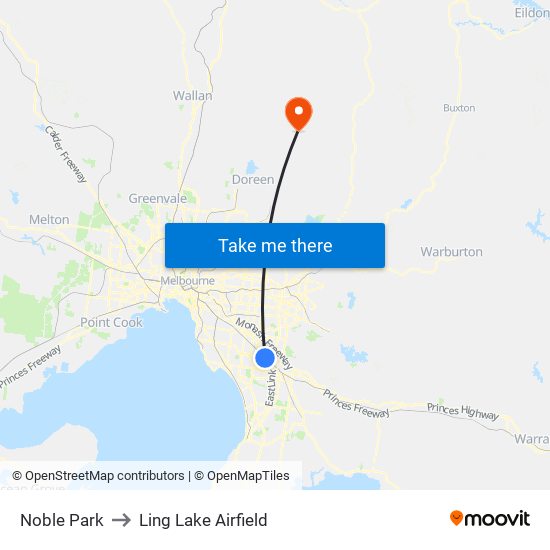 Noble Park to Ling Lake Airfield map