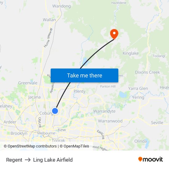 Regent to Ling Lake Airfield map