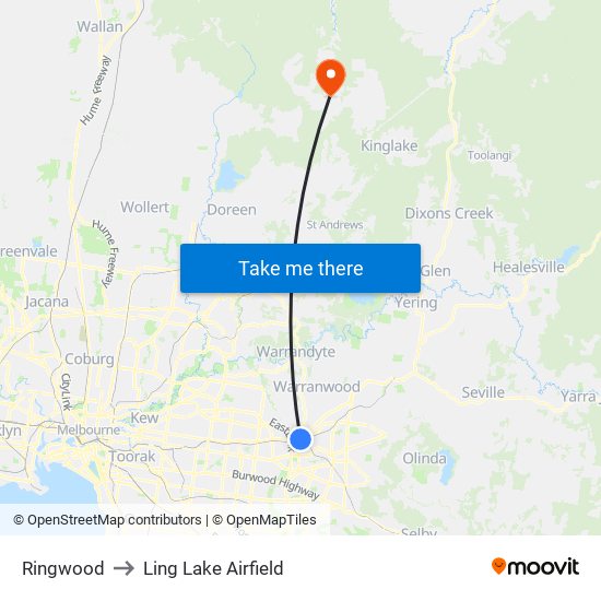 Ringwood to Ling Lake Airfield map