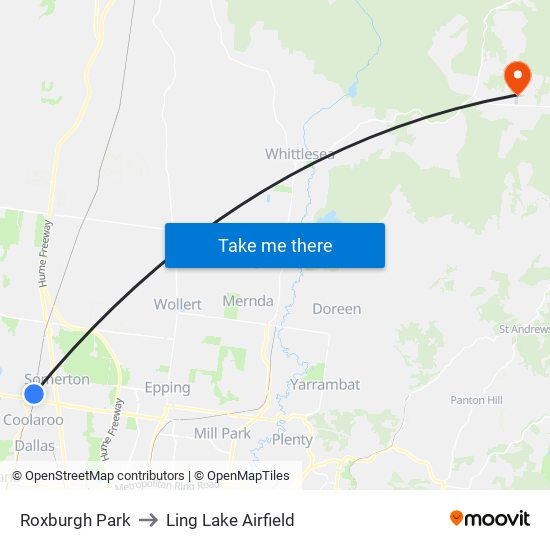 Roxburgh Park to Ling Lake Airfield map