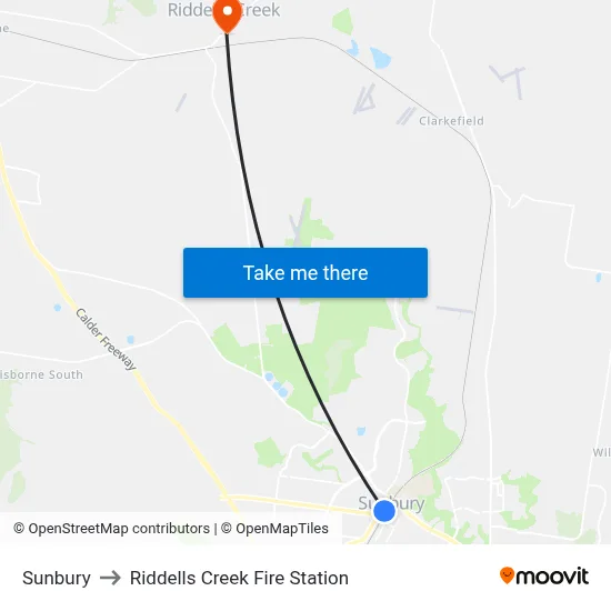 Sunbury to Riddells Creek Fire Station map