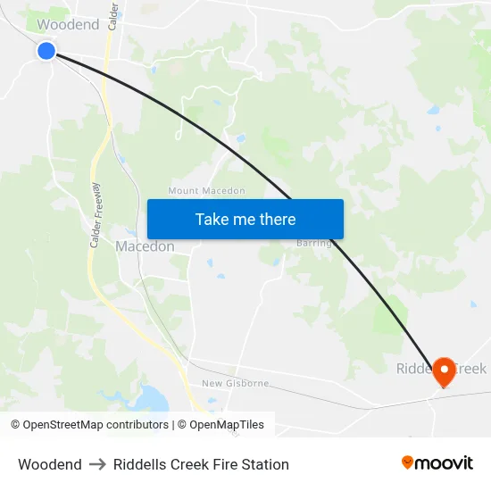 Woodend to Riddells Creek Fire Station map