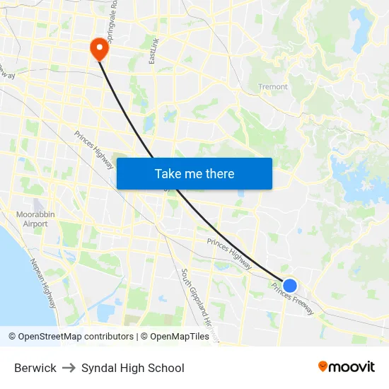 Berwick to Syndal High School map