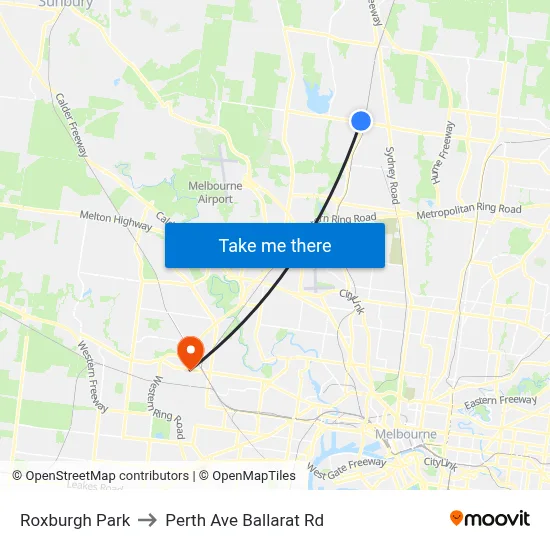 Roxburgh Park to Perth Ave Ballarat Rd map