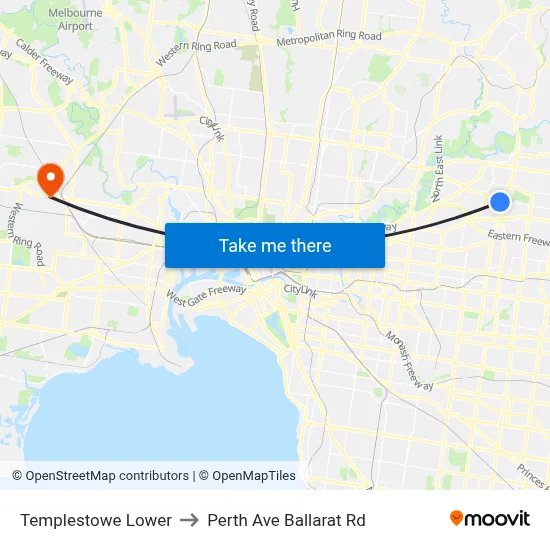 Templestowe Lower to Perth Ave Ballarat Rd map