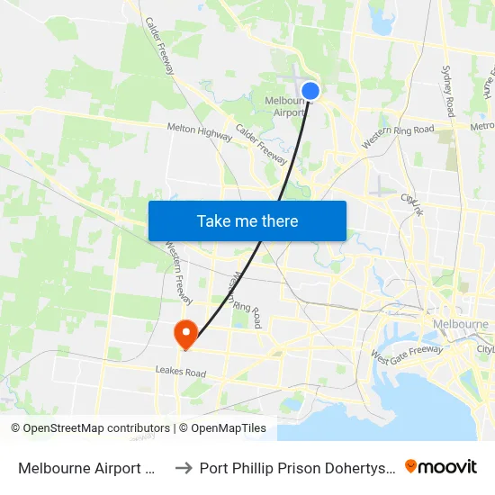 Melbourne Airport MEL to Port Phillip Prison Dohertys Rd map