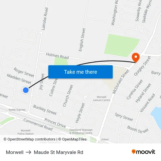 Morwell to Maude St Maryvale Rd map