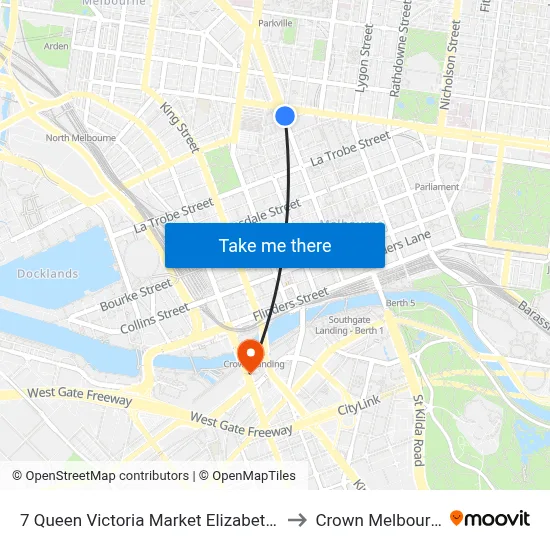 7 Queen Victoria Market Elizabeth St to Crown Melbourne map