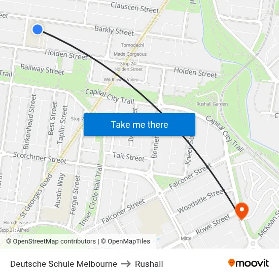 Deutsche Schule Melbourne to Rushall map