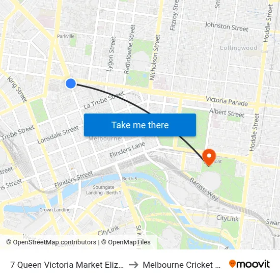 7 Queen Victoria Market Elizabeth St to Melbourne Cricket Ground map