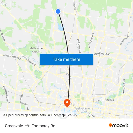 Greenvale to Footscray Rd map