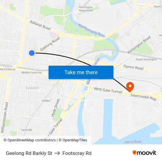 Geelong Rd Barkly St to Footscray Rd map