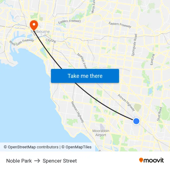 Noble Park to Spencer Street map