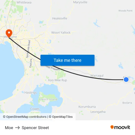 Moe to Spencer Street map