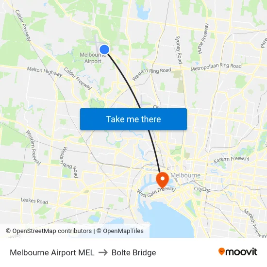 Melbourne Airport MEL to Bolte Bridge map