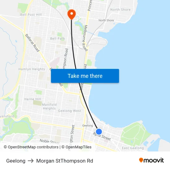 Geelong to Morgan StThompson Rd map