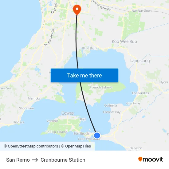 San Remo to Cranbourne Station map