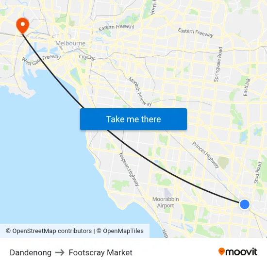 Dandenong to Footscray Market map