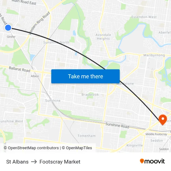 St Albans to Footscray Market map
