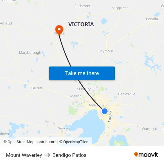 Mount Waverley to Bendigo Patios map