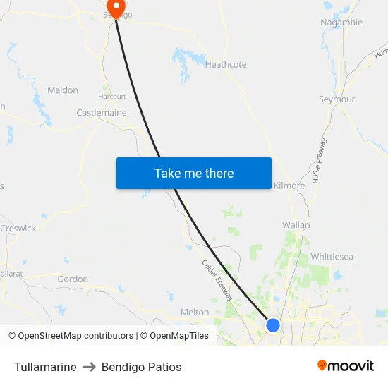 Tullamarine to Bendigo Patios map