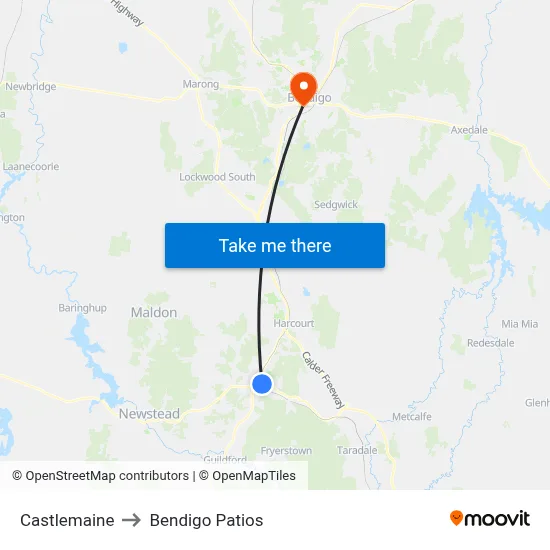 Castlemaine to Bendigo Patios map