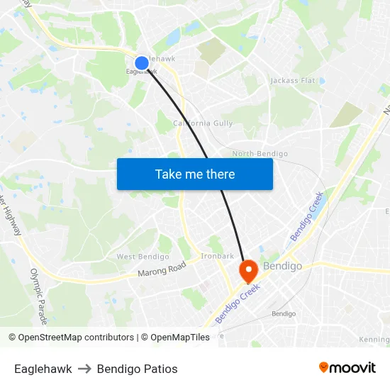 Eaglehawk to Bendigo Patios map