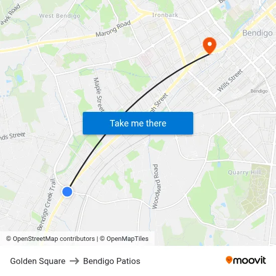 Golden Square to Bendigo Patios map