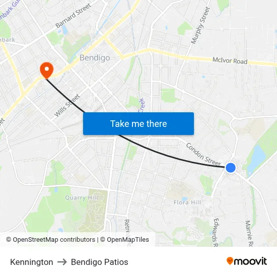 Kennington to Bendigo Patios map