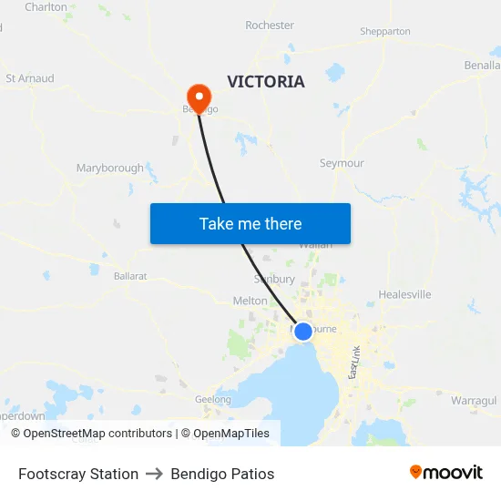 Footscray Station to Bendigo Patios map