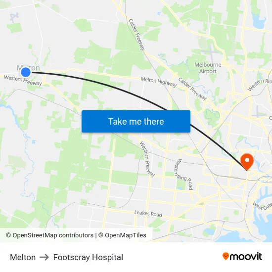 Melton to Footscray Hospital map