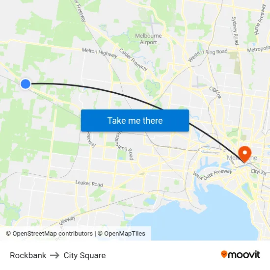 Rockbank to City Square map