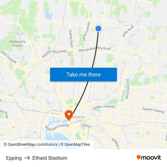 Epping to Ethaid Stadium map