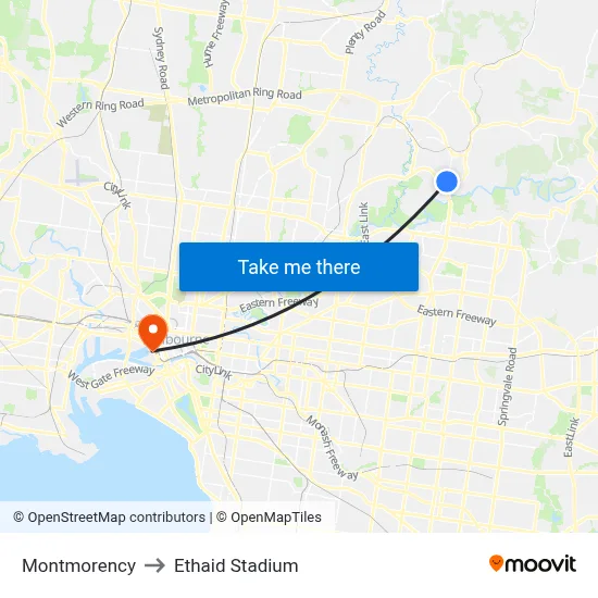 Montmorency to Ethaid Stadium map