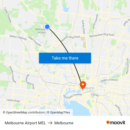 Melbourne Airport MEL to Melbourne map