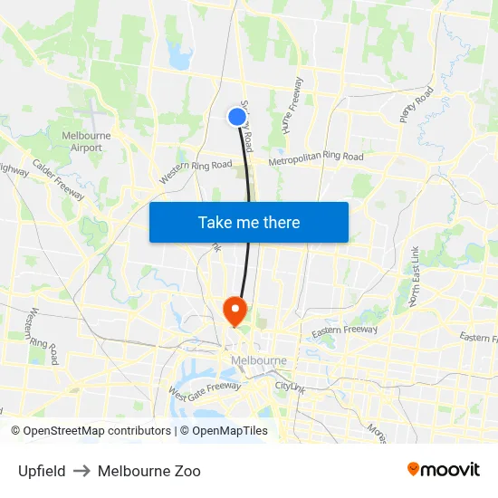 Upfield to Melbourne Zoo map