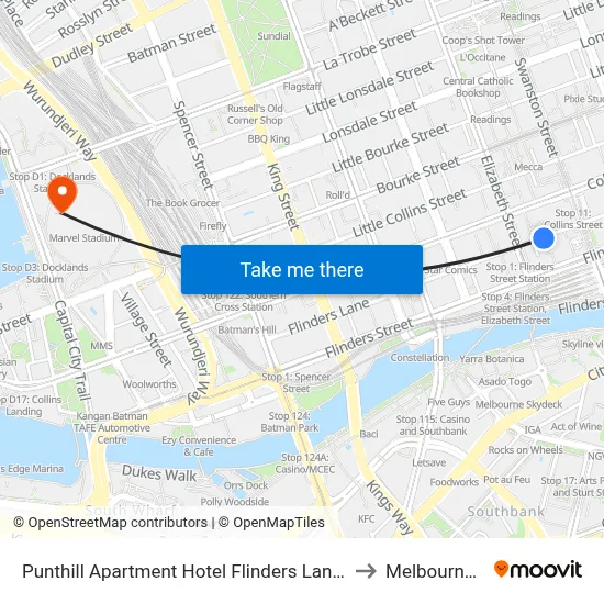 Punthill Apartment Hotel Flinders Lane Melbourne to Melbourne Star map