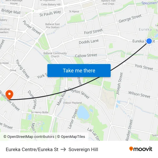Eureka Centre/Eureka St to Sovereign Hill map
