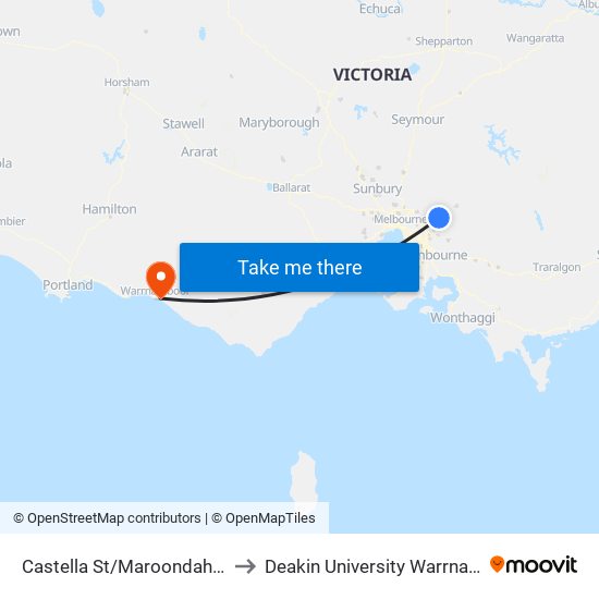 Castella St/Maroondah Hwy (Lilydale) to Deakin University Warrnambool Campus map