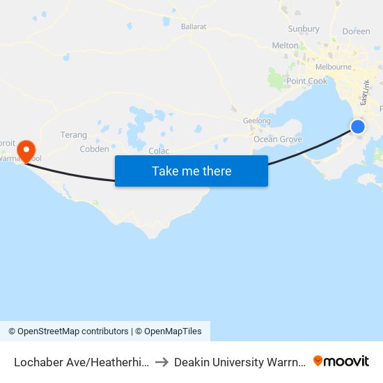 Lochaber Ave/Heatherhill Rd (Frankston) to Deakin University Warrnambool Campus map