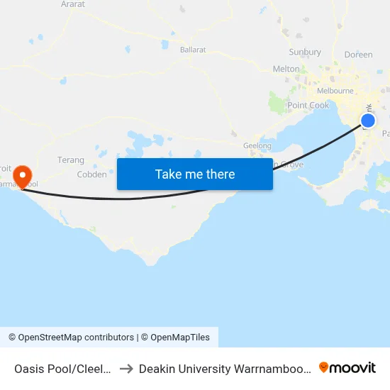 Oasis Pool/Cleeland St to Deakin University Warrnambool Campus map