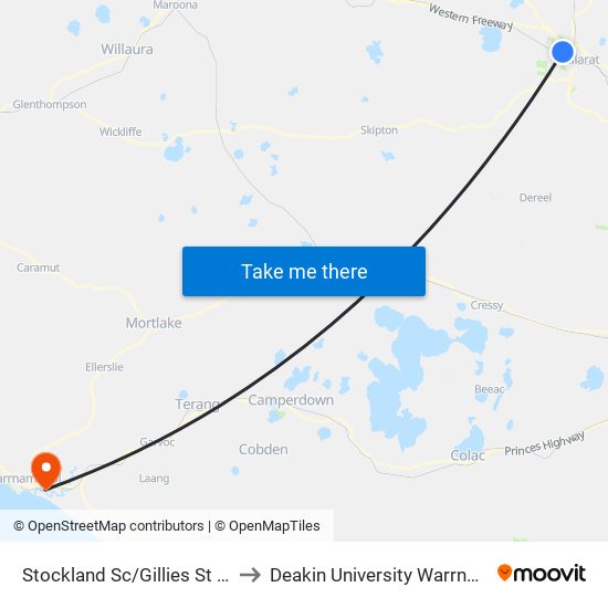 Stockland Sc/Gillies St N (Wendouree) to Deakin University Warrnambool Campus map