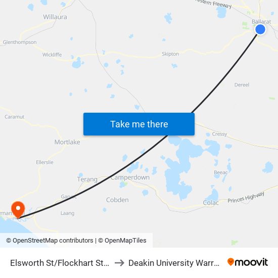 Elsworth St/Flockhart St (Mount Pleasant) to Deakin University Warrnambool Campus map