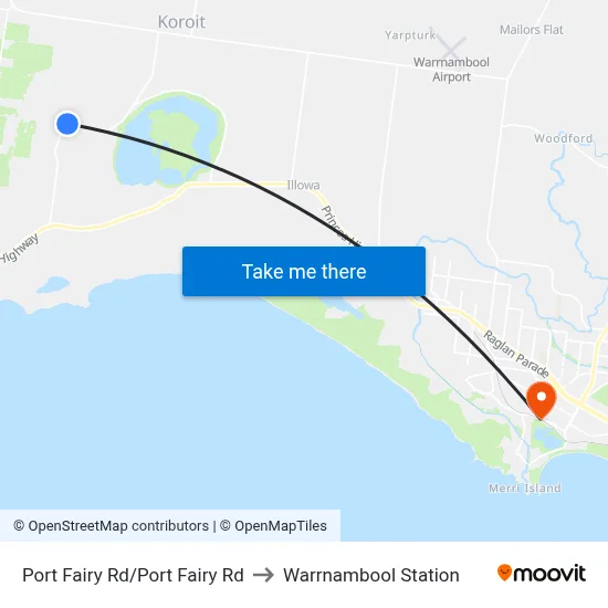 Port Fairy Rd/Port Fairy Rd to Warrnambool Station map