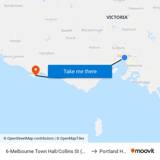 6-Melbourne Town Hall/Collins St (Melbourne City) to Portland Hospital map
