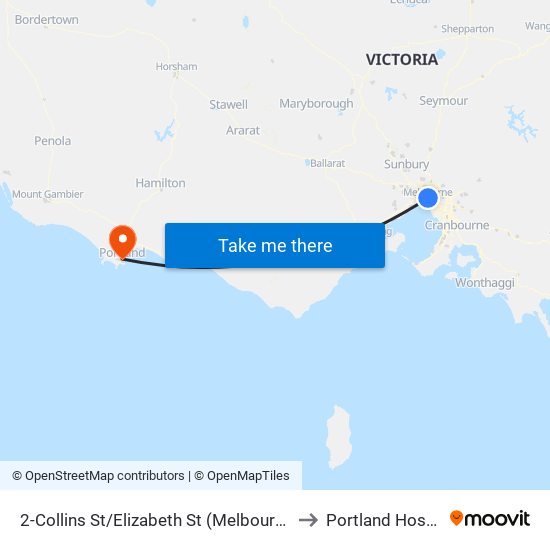 2-Collins St/Elizabeth St (Melbourne City) to Portland Hospital map