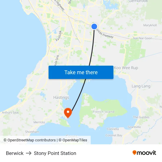 Berwick to Stony Point Station map
