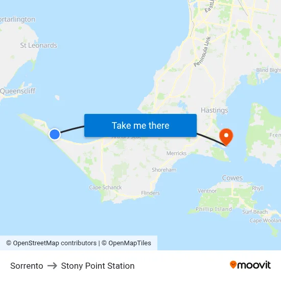 Sorrento to Stony Point Station map