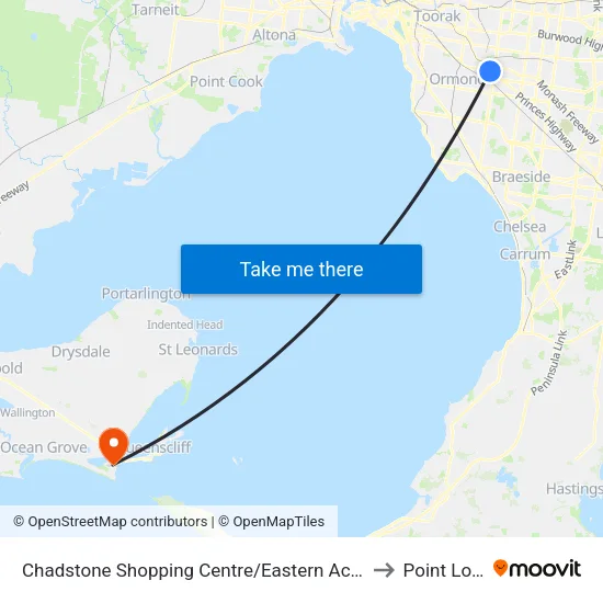 Chadstone Shopping Centre/Eastern Access Rd to Point Lonsdale map