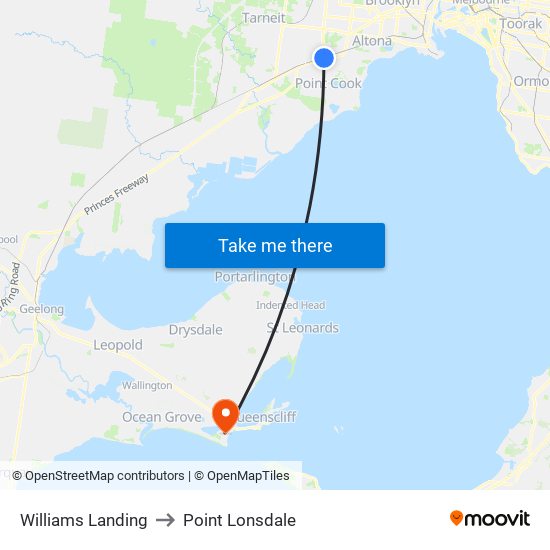 Williams Landing to Point Lonsdale map